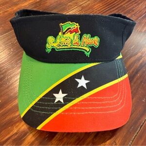 St. Kitts & Nevis Flag Souvenir Adjustable Visor Hat EUC